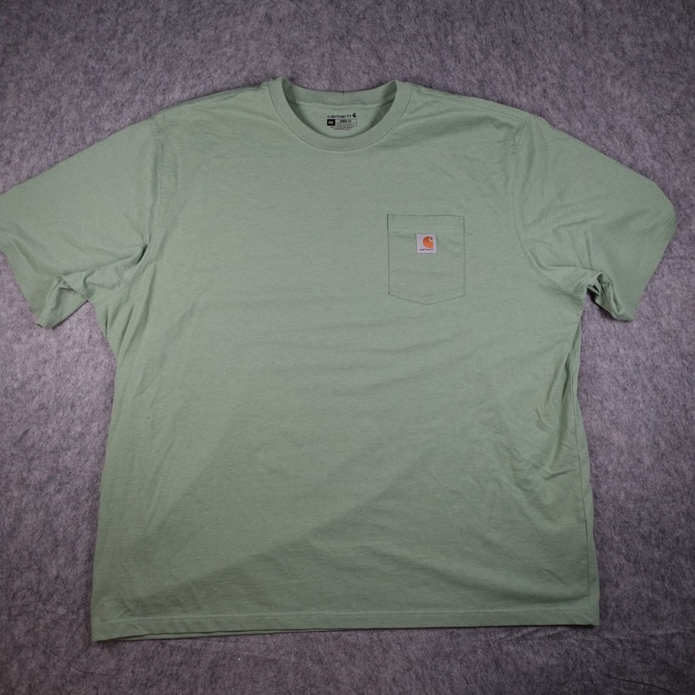 Carhartt Shirt Men 4XL Green Loose Fit Pocket Cotton Blend Short Sleeve Tee